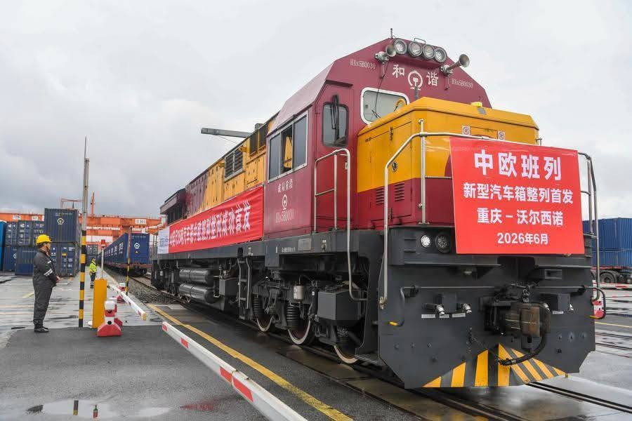 Container freight train on the China–Europe corridor